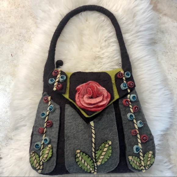 Rising Tide Handbags - Rising Tide embellished wool shoulder bag